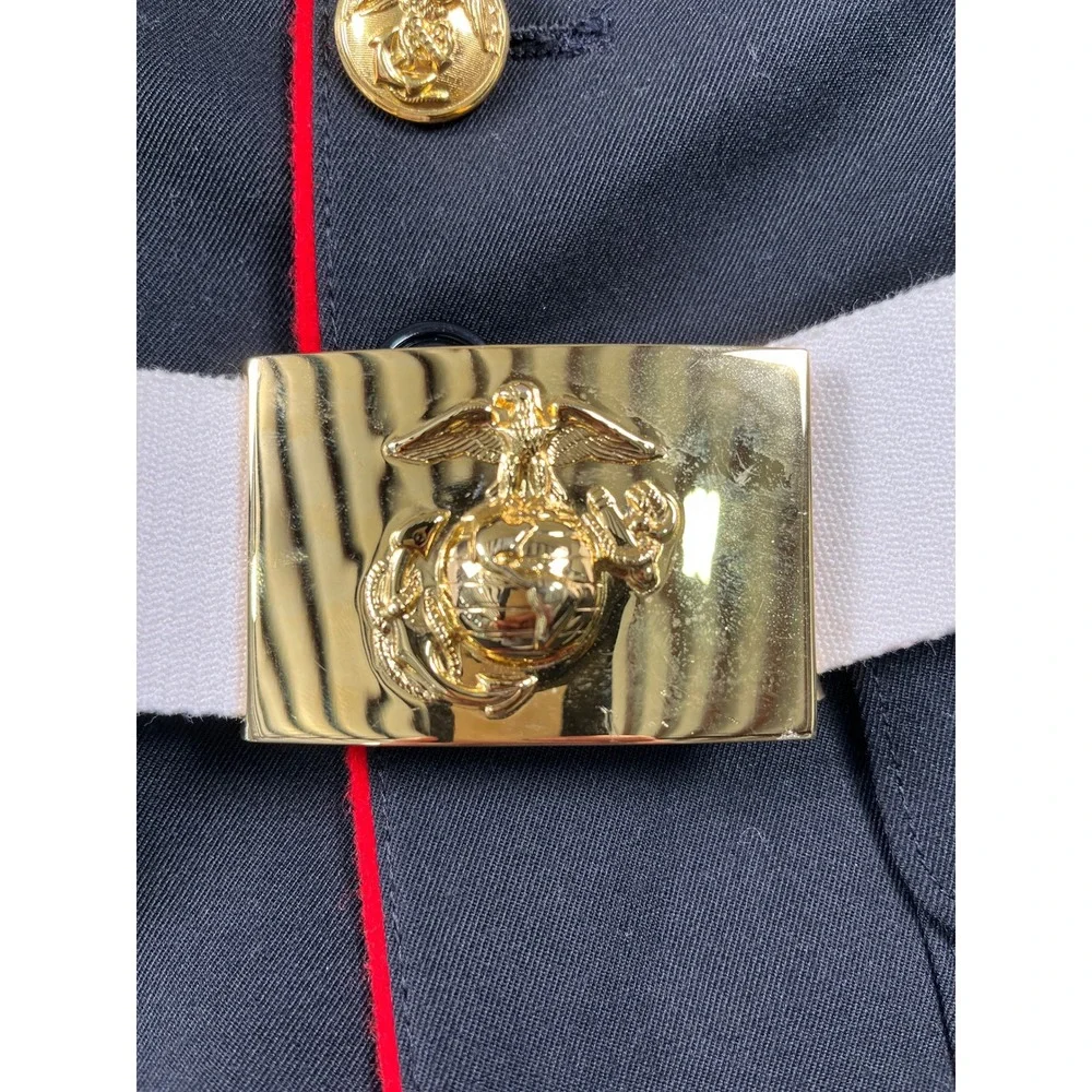 USMC Dress Blues Uniform Coat Mens 41S Blue Excellent Military Tunic Belt